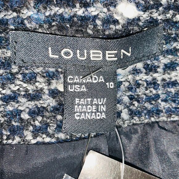 Louben Boucle Jacket Women's 10 NWT Tweed Blue Gray MSRP $285.00 Midnight - Picture 11 of 11